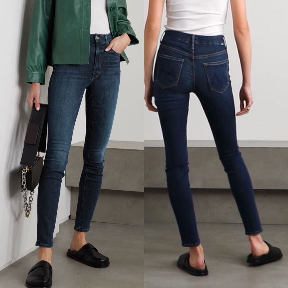 MOTHER Women’s Skinny Jeans — Dark Indigo Blue